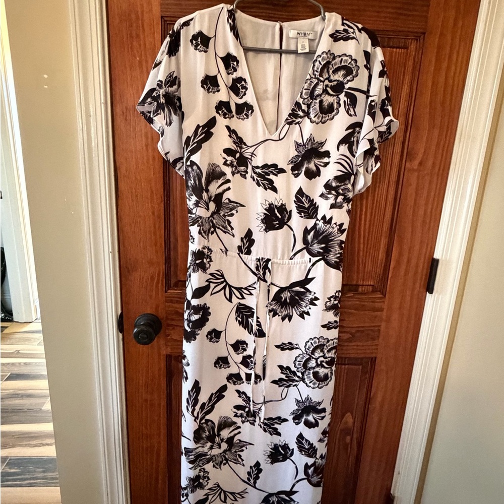 White House Black Market Black Floral Midi Dress